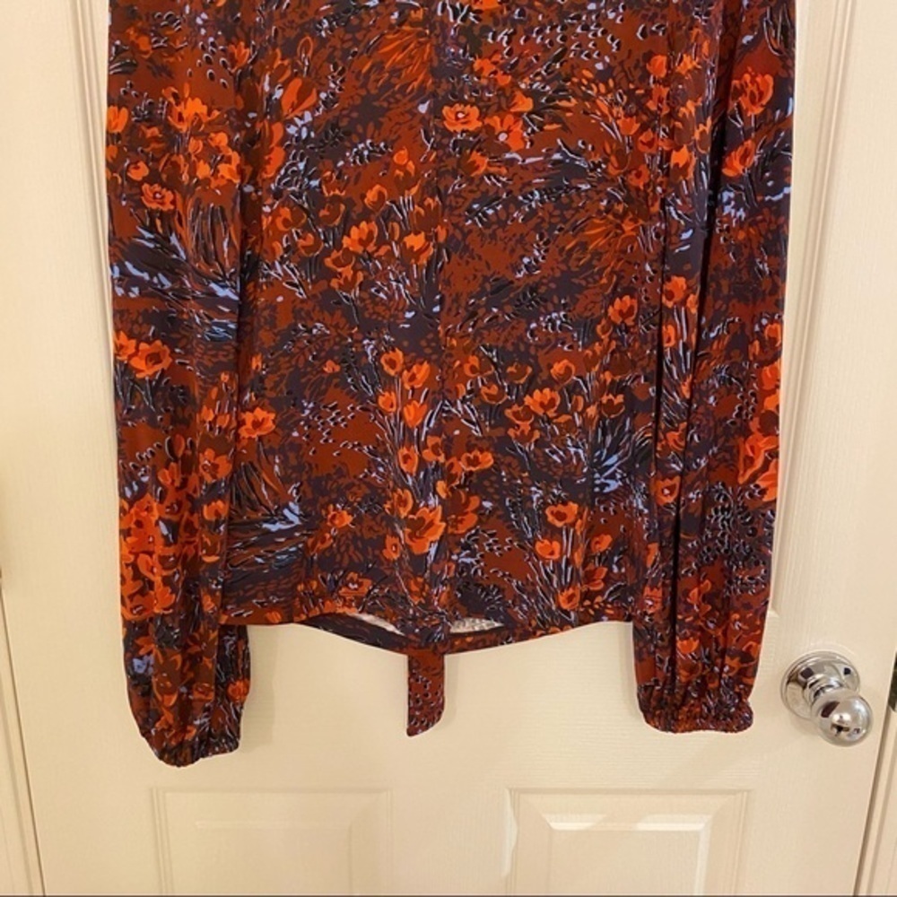 samsoe and samsoe Oline Long Sleeve Jersey Tie T-shirt in Fired Crepitus Size S - Picture 12 of 15